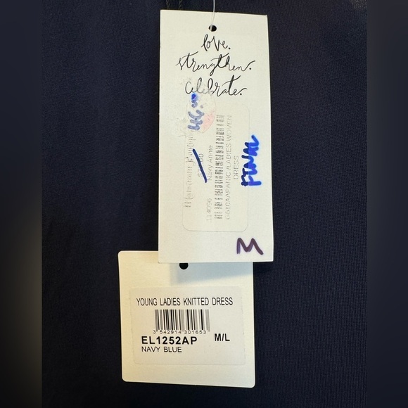 Lili Sidonio Navy Blue Back Cut Out Dress Size M/L NWT - Picture 12 of 14